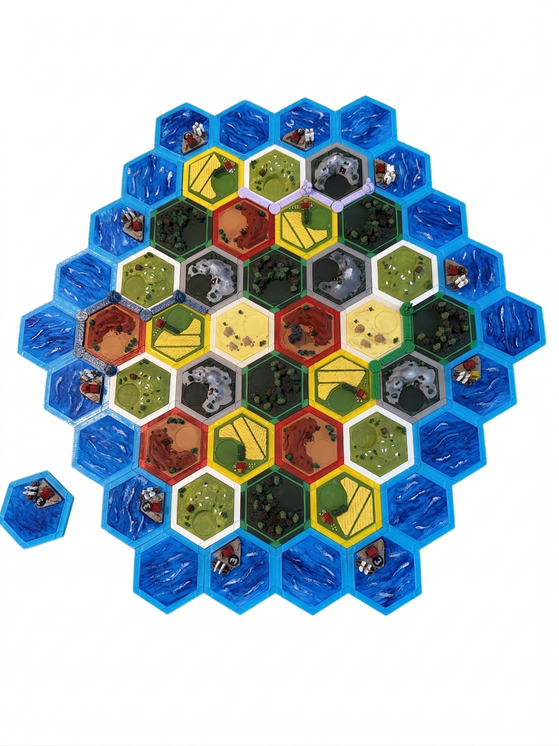 Tablero de Catan en 3D multicolor